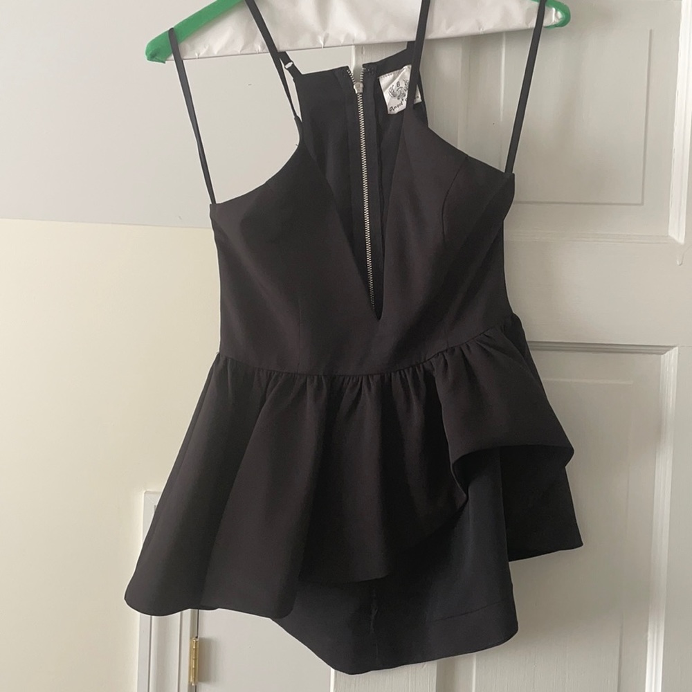 Black dressy asymmetrical tank.